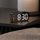 Budzik zegar elektroniczny duży wyświetlacz LED zegar budzik funkcja snooze cyfrowy do sypialni, czarny, średnica 9 cm