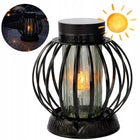 Znicz solarny kula czarna całodobowy LG73 na cmentarz ciepłe światło lampion nagrobny dekoracja grobu 24 cm