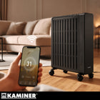 Grzejnik Olejowy Elektryczny Termostat 2500W 11 Żeber Czarny WiFi Pilot 500 mm 640 mm grzewcza
