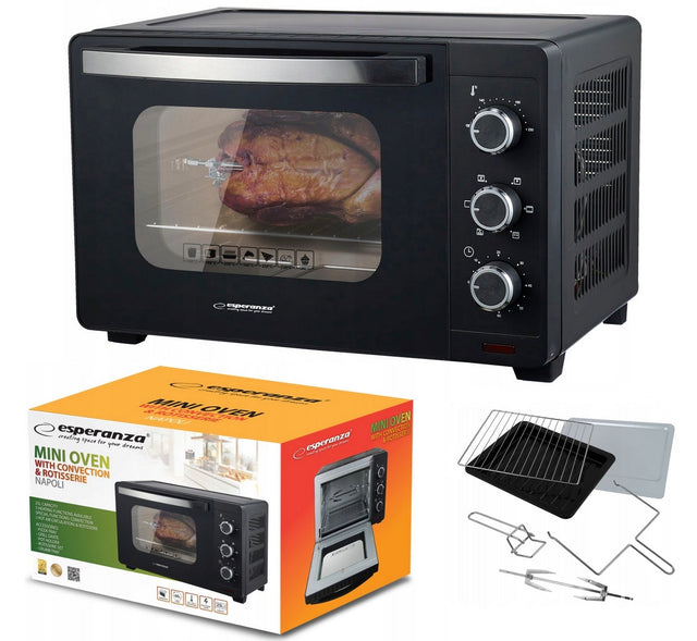 Mini piekarnik piecyk elektryczny z termoobiegiem do pieczenia 25l 1600W 25 l 1600 w czarny