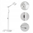 Lampa Podłogowa Stojąca LED E27 185cm Regulowana do Czytania Włącznik Biała oprawa oświetleniowa, salon, sypialnia