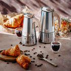 Kawiarka zaparzacz do kawy espresso Działa na Indukcja Gaz Stalowa 350ml moka, kafetiera, 6 filiżanek, srebrna, można