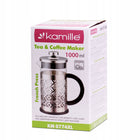 Zaparzacz tłokowy 1000 ml szklany kawiarka dzbanek do kawy herbaty kamille french press, praska, 4 filiżanki, mycie w