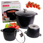 Garnek wysoki marmurowy 10l tradycyjny kociołek z pokrywką indukcja kamille aluminiowy 28 cm do zup, bigosu i gulaszu
