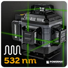 Poziomica laserowa laser krzyżowy zielony samopoziomująca 4D 360° + statyw niwelator budowlany 16 linii, zasięg 40 m