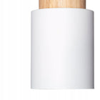 Lampa Wisząca Sufitowa Naturalne Drewno Tuba Nowoczesna Żyrandol Biała E27 oprawa do salonu, kuchni i jadalni