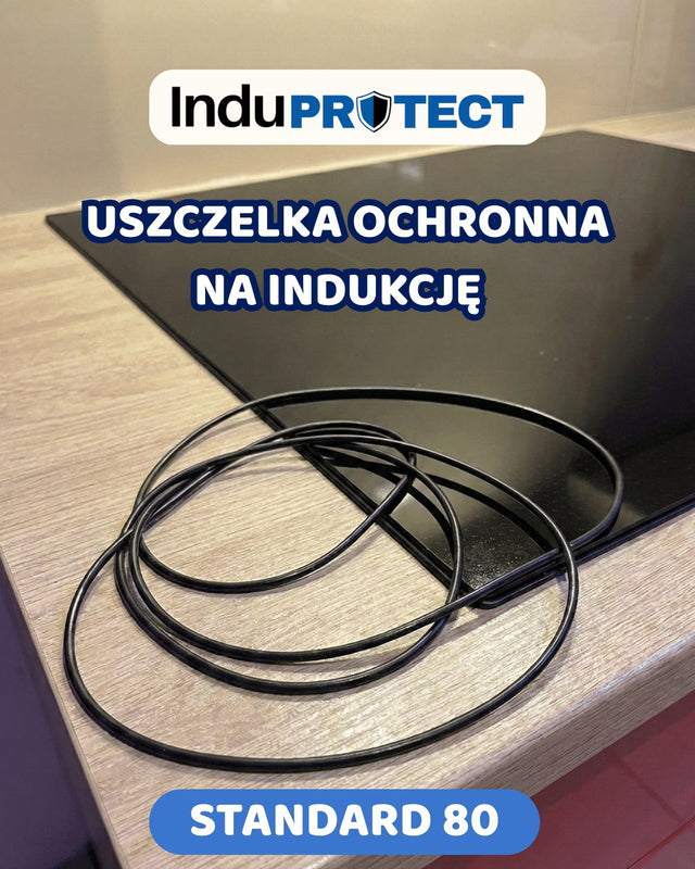 InduProtect Uszczelka ochronna do płyty indukcyjnej Standard 80 mata zabezpieczająca kuchenkę, osłona blatu, czarna, 180 cm