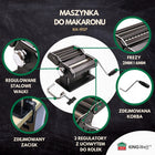 Maszynka do makaronu 3w1 KINGHoff 150mm 2 ostrza Czarna Wałkowania Krojenia ręczna czarny