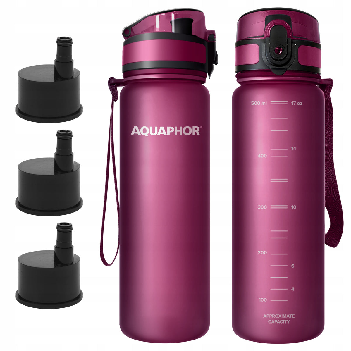 Butelka Filtrująca Aquaphor City 500 ml Bidon z filtrem na trening Filtr x3 czerwony