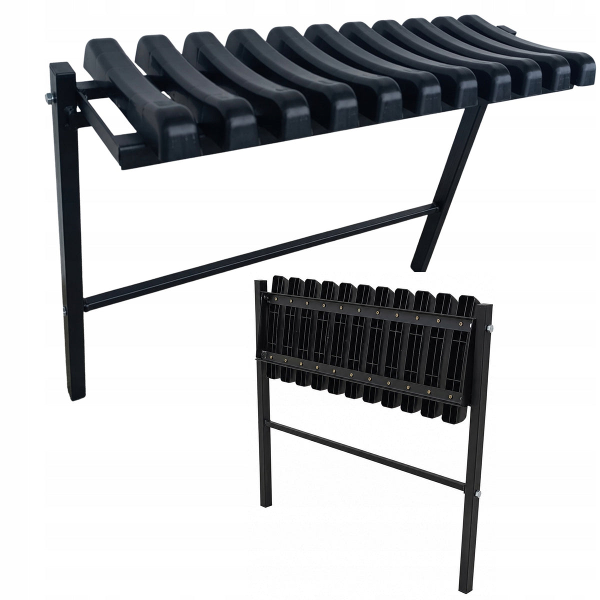 Ławka cmentarna na cmentarz składana 72 cm – wkopywana metalowa siedzisko przy grobie, udźwig 200 kg, szerokość 25 cm