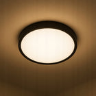 Lampa LED Plafon 2xE27 czujnik ruchu okrągły Natynkowy Sufitowy Oprawa do korytarza, garażu i piwnicy, czarna obudowa