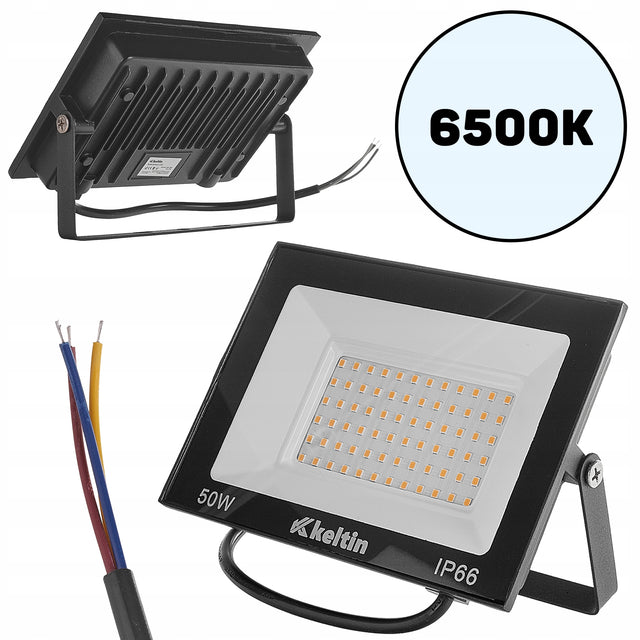 Lampa LED 50W 6500K naświetlacz zewnętrzny IP66 jasny trwały solidny reflektor do oświetlenia posesji, 4500 lm, zimna biała barwa