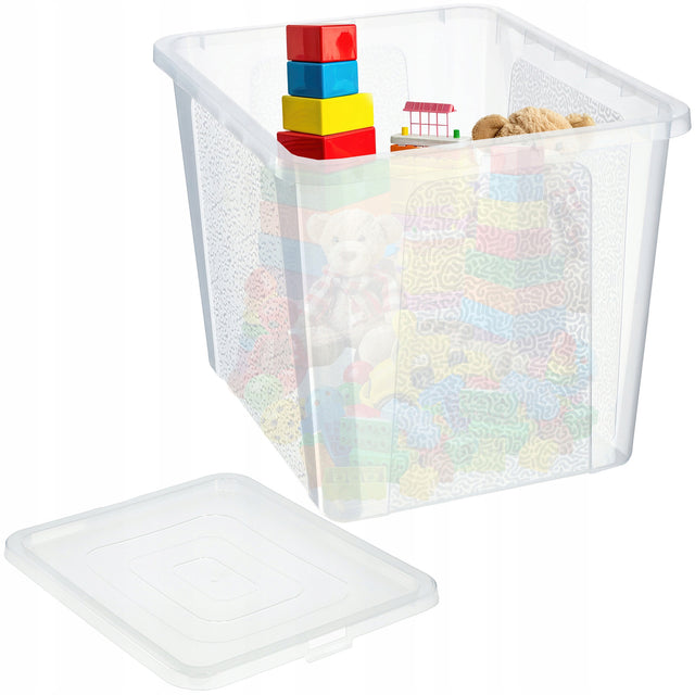 Pojemnik plastikowy 30l z pokrywą przezroczysty zamykany pudełko duży BOX organizer na akcesoria, drobiazgi i rzeczy domowe