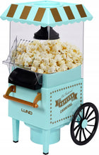 Maszyna do popcornu bez tłuszczu lund retro 1200W prażarka kukurydzy, urządzenie kuchenne, miarka na ziarna, zielona