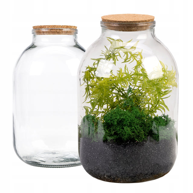 Słoik do lasu w szkle słój do dekoracji szklany duży z korkiem 3l 3000 ml terrarium roślinne, naczynie florystyczne na kompozycje roślinne