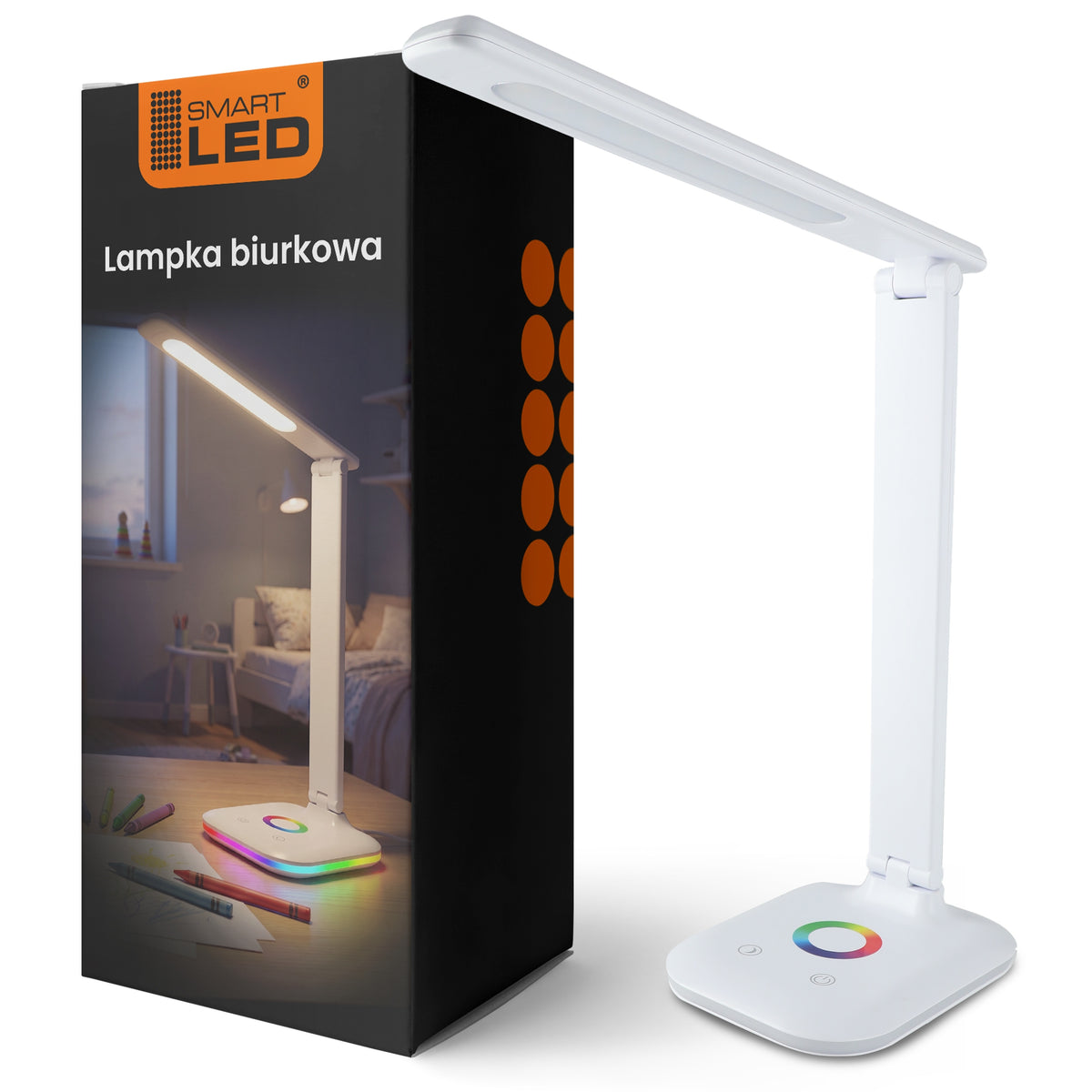 LAMPKA NA BIURKO Biurkowa LED Szkolna Nocna 5 Barw Światła Regulowana Dotyk ściemniana biała 34 cm zasilanie sieciowe