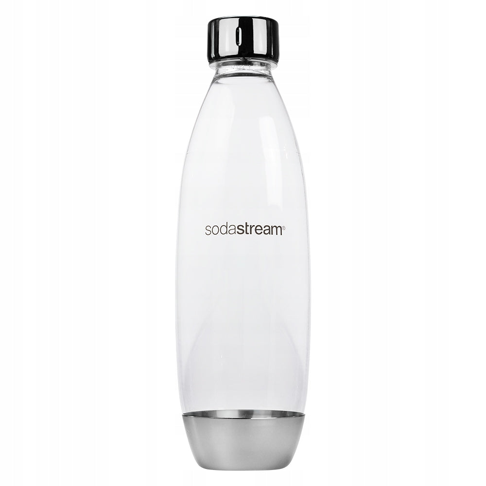 Butelka butla do saturatora sodastream 1l fuse metal stalowa srebrna pojemnik wielorazowy na wodę gazowaną, 1000 ml