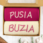 Prezent komplet ręczników kąpielowych buzia pusia 50X100 zestaw 2 sztuki tekstylia łazienkowe, upominek na urodziny, do
