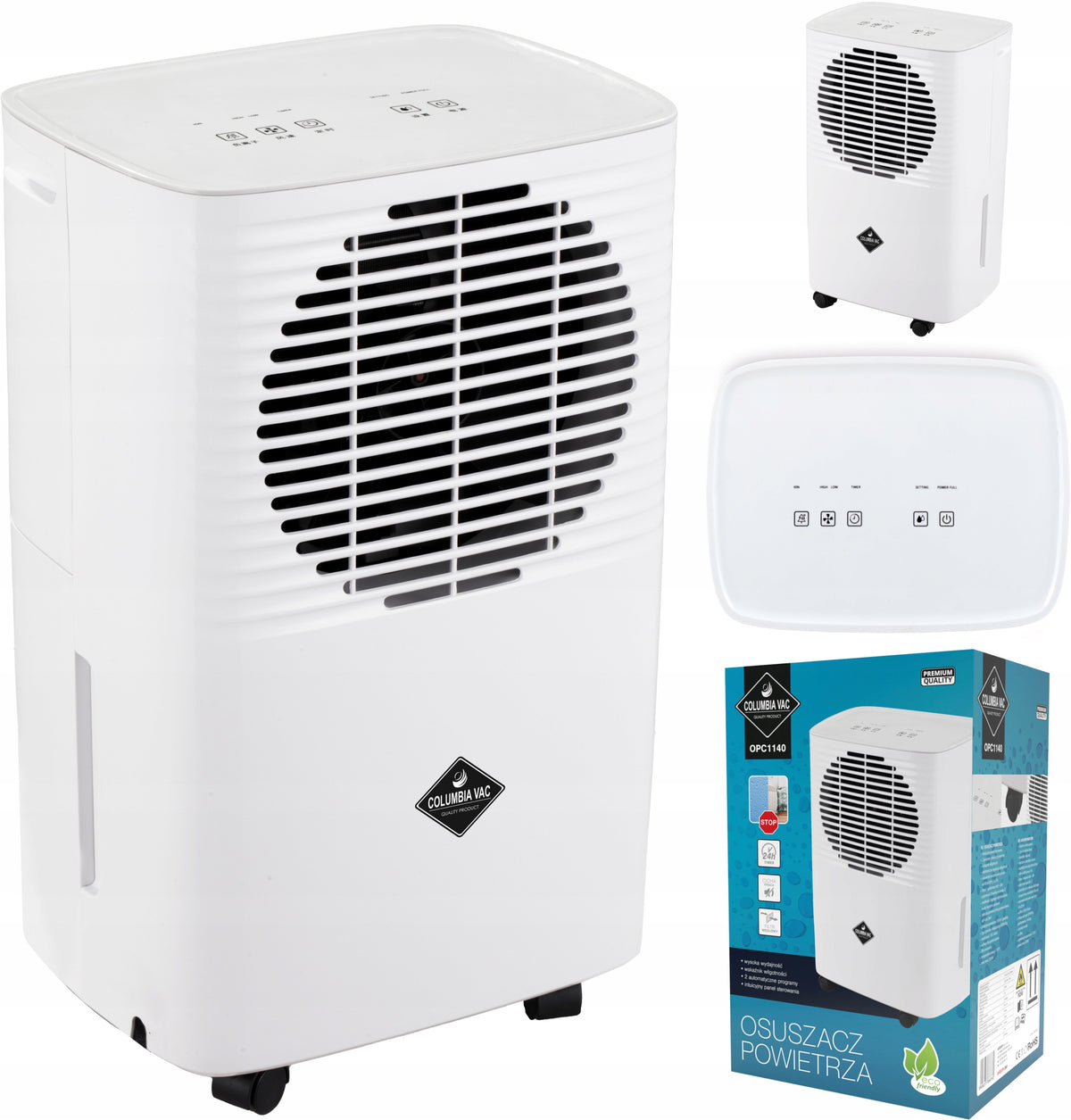 Osuszacz powietrza pochłaniacz wilgoci mocny 205W 10 l/24 h timer higrostat 205 w