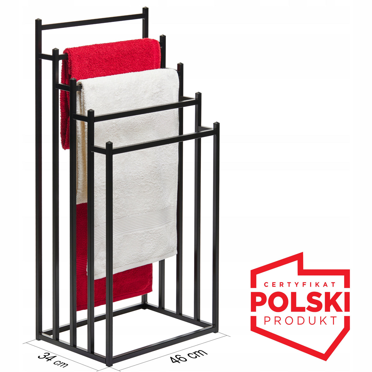 Solidny stojak na ręczniki mebel złożony produkt polski - wieszak Re5r 460 mm 900 mm