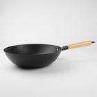 Patelnia żeliwna WOK z drewnianą rączką ludmiła 30cm indukcja GAZ żeliwo do smażenia dań azjatyckich, na kuchnię