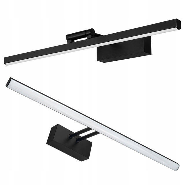 Kinkiet 12W LED Łazienkowy Ścienny Lampa Nad Lustro 50cm Neutralna oprawa nad umywalkę czarna z tworzywa, zintegrowane źródło światła