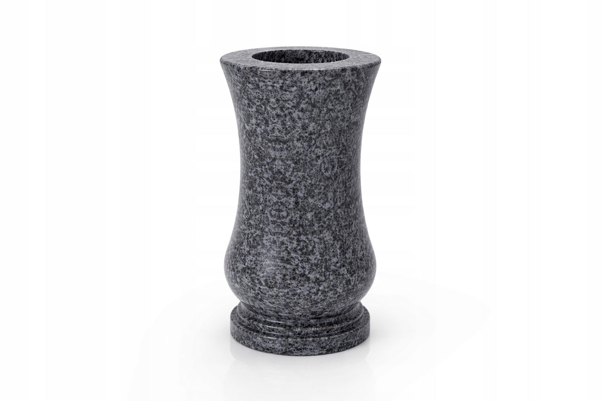 Wazon Granitowy na Nagrobek Cmentarny Grafit 28cm Okrągły Ciemny Granit pojemnik na kwiaty do pomnika, dekoracja