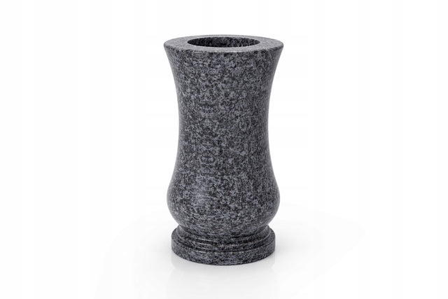 Wazon Granitowy na Nagrobek Cmentarny Grafit 28cm Okrągły Ciemny Granit pojemnik na kwiaty do pomnika, dekoracja miejsca pochówku