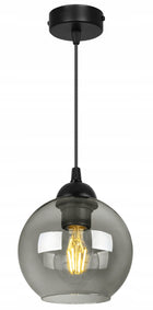 LAMPA SUFITOWA WISZĄCA ŻYRANDOL POJEDYNCZA SZKLANA KULA NOWOCZESNA LOFT oprawa do salonu i jadalni, czarna, gwint E27