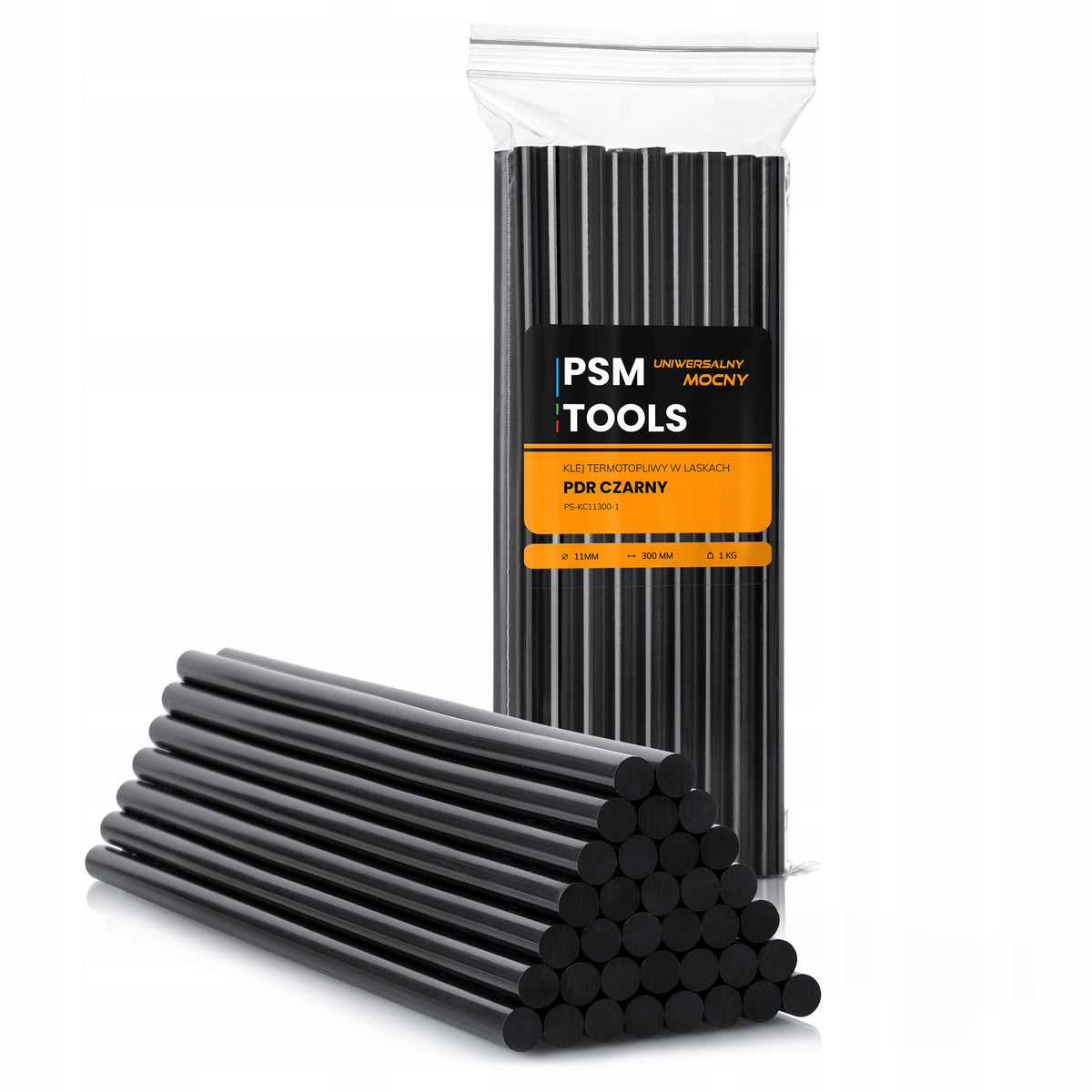 KLEJ DO PISTOLETU NA GORĄCO 11mm 1kg 35szt CZARNY wkłady termotopliwe, laski klejowe 300 mm, naprawy i prace