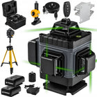 Poziomica laserowa 4D 360° 16 linii laser krzyżowy zielony + statyw SET PRO niwelator do glazury, dokładność 1 mm
