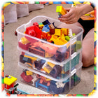 Pojemnik na klocki lego zabawki organizer 3-PIĘTROWY z przegródkami 18 L pudełko plastikowe do przechowywania