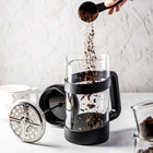 Zaparzacz tłokowy do kawy herbaty ziół 1000ml dzbanek z dociskiem szklany french press, czarny, można myć w zmywarce