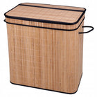 Bambusowy kosz na pranie 3-komorowy 150l naturalny bamboo pojemnik na brudną odzież, sorter bielizny, wolnostojący