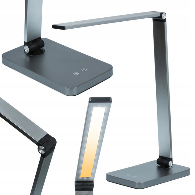 Lampka LED Biurkowa Szkolna Biurko dotyk 3 barwy do nauki i pracy, lampa na blat, szara, 38 cm, zasilanie sieciowe