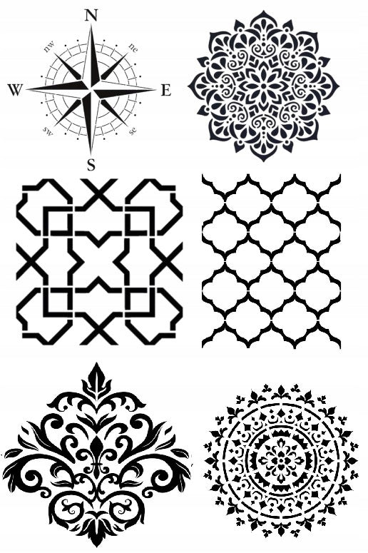 Szablon tynkarski LuxBud Dekoracyjny do Betonu Mandala 25x25 cm 6 sztuk ornament ścienny, wzór orientalny