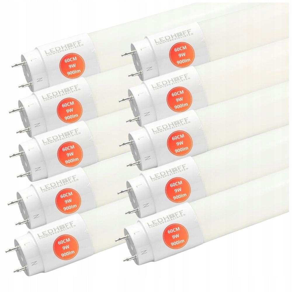 Świetlówka LED 60cm Tuba liniowa 9W = 18W barwa neutralna mocne światło x10 żarówka rurkowa G13 4000K 900 lm