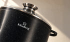 Garnek 15l indukcja GAZ duży 32cm nieprzywierający ceramiczno-marmurkowy aluminiowy z pokrywką, do piekarnika, zmywarki