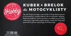 Zestaw na prezent dla motocyklisty kubek i brelok motocykl gadżet z nadrukiem, akcesorium dla fana jednośladów
