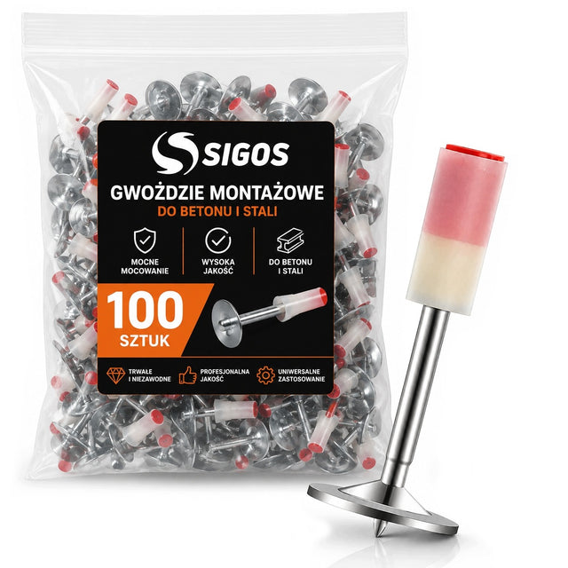 Gwoździe do pistoletu ręcznego Gwoździarki 25mm 100 Szt Betonu Stali Drewna ćwieki montażowe, osadzanie elementów, łączniki budowlane