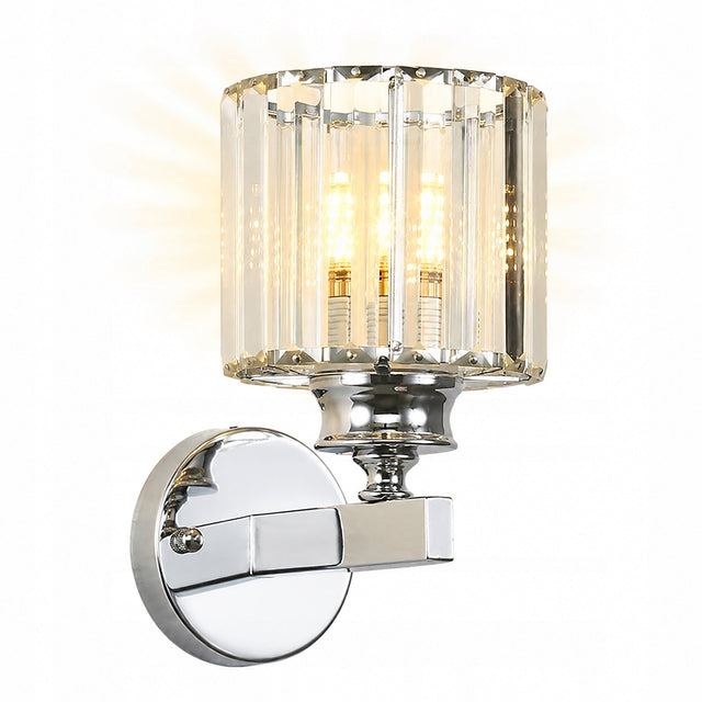 Lampa ścienna E27 kinkiet kryształowy loft chrom nowoczesny do salonu oprawa dekoracyjna metalowa srebrna 1 punkt światła 60 w