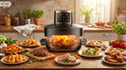 Frytkownica beztłuszczowa 1800W Air Fryer 12 programów 2 szklane misy 6L+4L czarny
