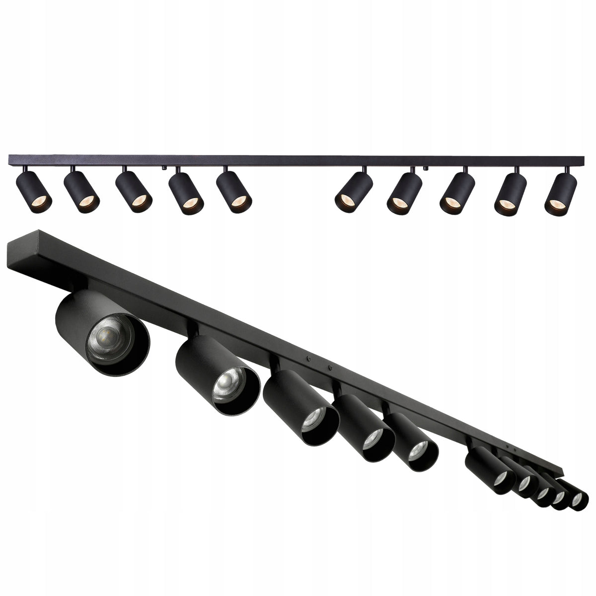 Lampa Sufitowa Listwa Szyna Spot 10x GU10 PREMIUM Kinkiet Solidna i Trwała oprawa oświetleniowa metalowa czarna do