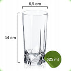 SZKLANKI DO DRINKÓW NAPOJÓW 6x 325ml WODY WYSOKIE ZESTAW KOMPLET SZKLANEK do soków i koktajli, przezroczyste szkło, do