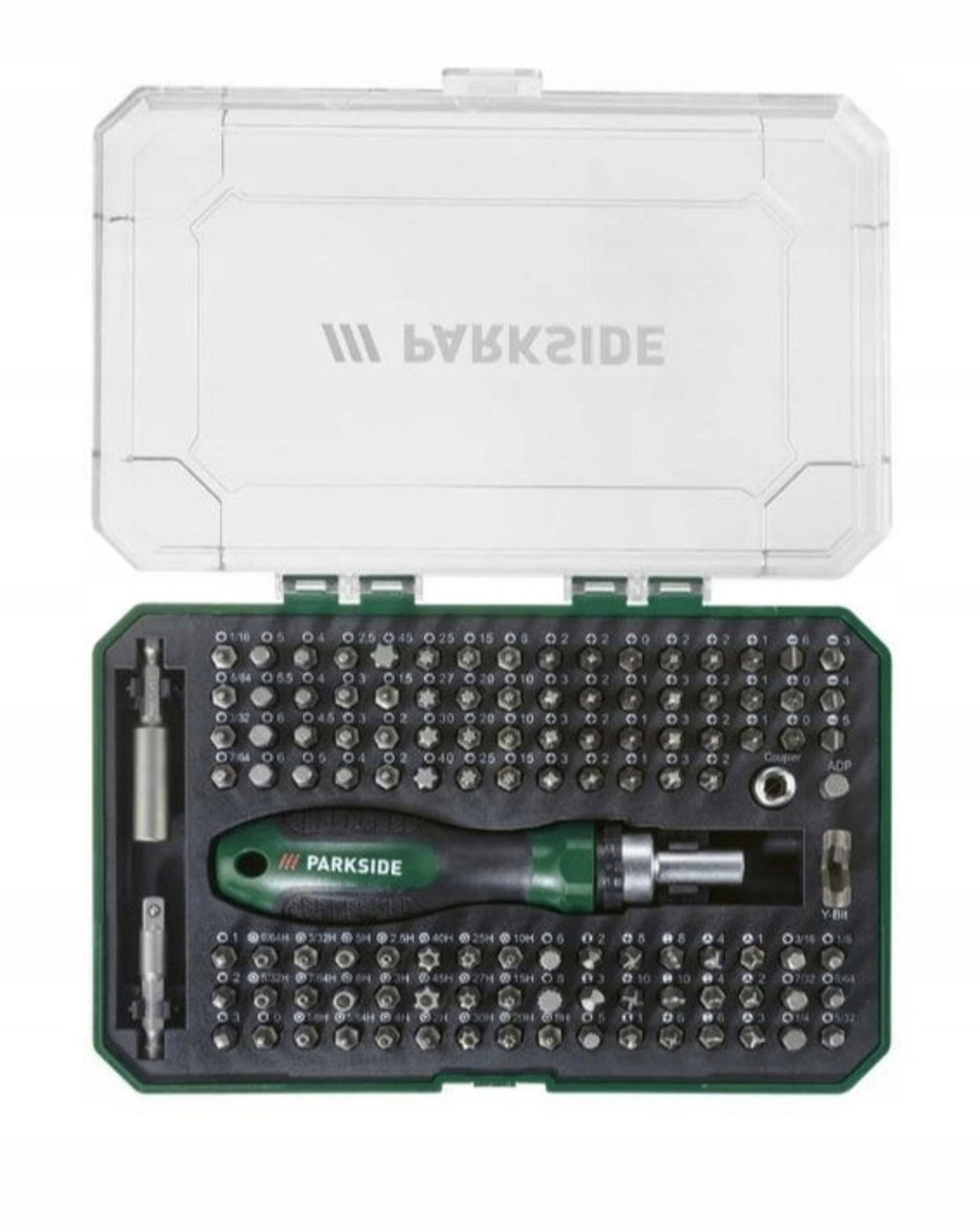 Parkside zestaw bity do wkrętaka z grzechotką, w praktycznym pudełku-115 el końcówki imbusowe Philips Torx kwadratowe