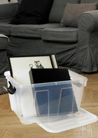 Pojemnik HomeBox 31 L do przechowywania z pokrywą pudełko plastikowe, organizer uniwersalny, bezbarwny, 36,5 x 47 x 7,5