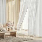 ROOM99 Firana gotowa do salonu 140x240 biała elegancka taśma WAVE Sensia firanka gładka z poliestru, zawieszana na