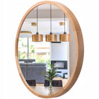 Lustro łazienkowe ścienne 60cm leja okrągłe fi575 DĄB drewniane stylowe 575 mm 55 mm 37,5 cm