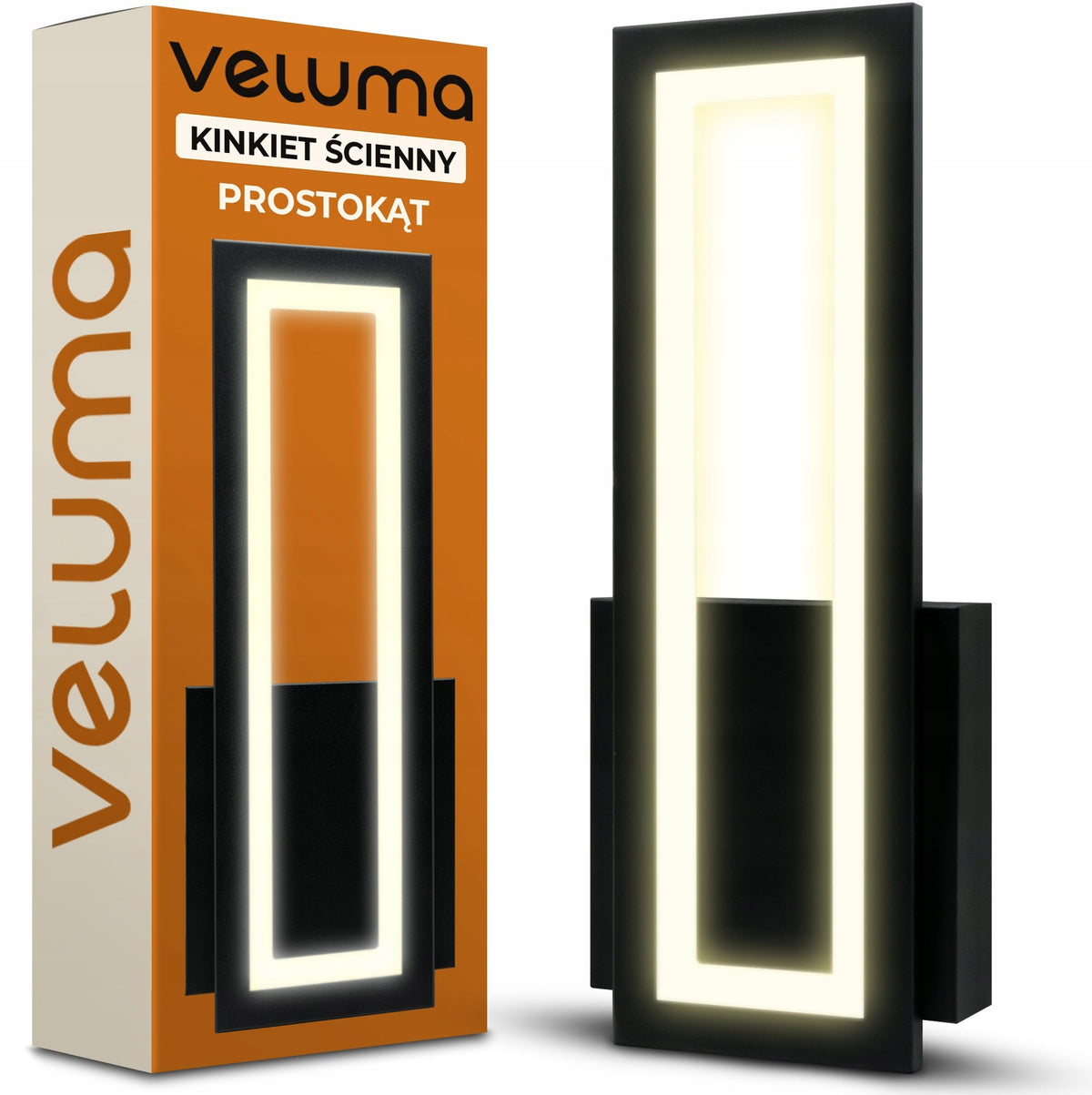 Kinkiet LED Lampa Veluma Czarny Nowoczesny Prostokątny 16W 3000K 2000lm oprawa ścienna, do salonu i sypialni, ciepłe
