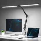 Lampka kreślarska lampa biurkowa podwójna LED 3 barwy ładowarka 1000LM 24W na klips, do nauki i pracy, czarna